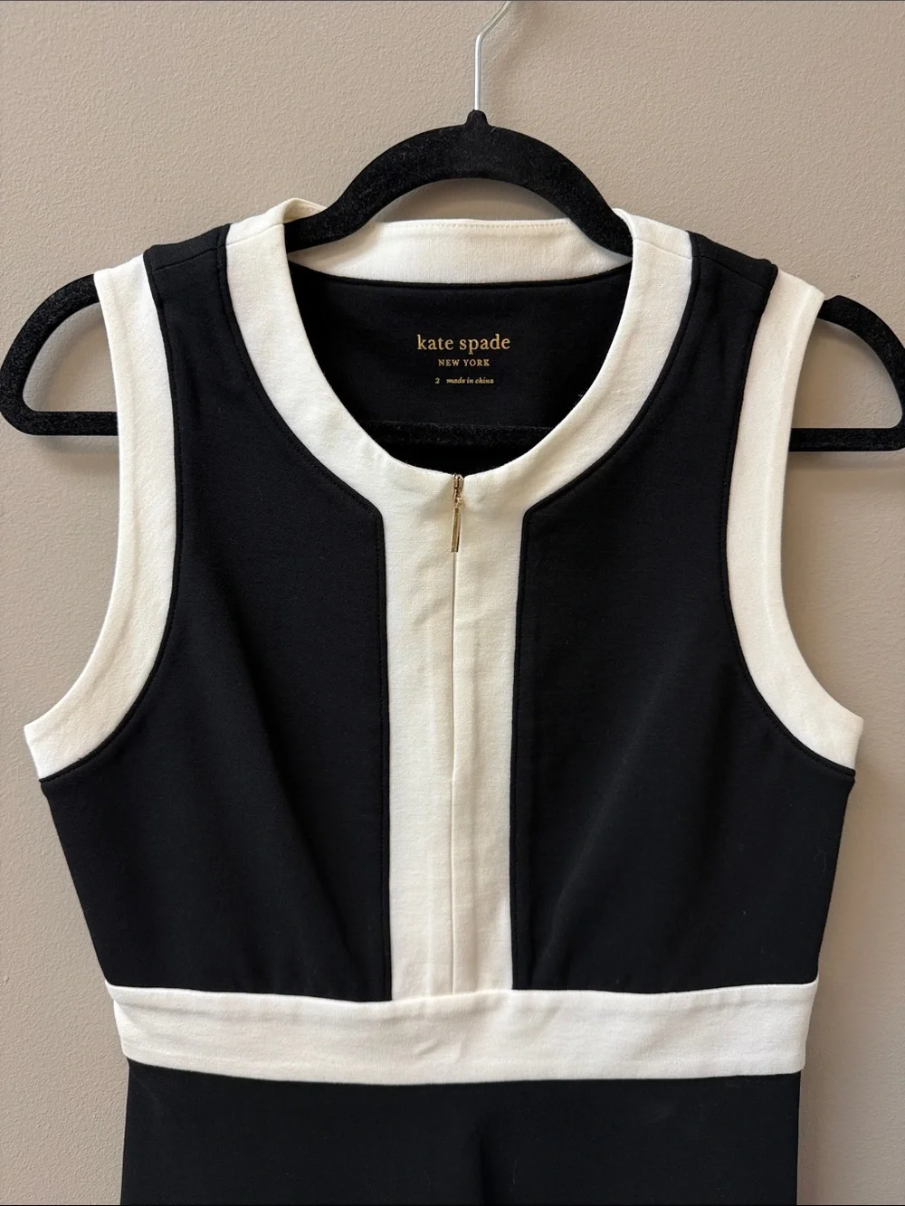 kate spade Black with White Contrast Sleeveless Dress - Size 2